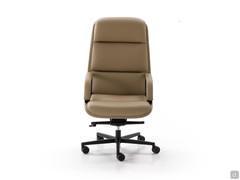 Kiruna office executive armchair with armrests and black aluminium base, leather upholstery