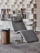 Casanova swivel and reclining chaise longue by Cattelan upholstered in grey leatherette, with matching Pancho coffee table