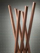 Detail of the wooden rods in canaletto walnut, also available in the darker finish RB burnt oak