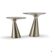 Pair of Peyote round coffee tables in matt titanium coated polyurethane