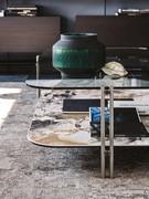 Detail of the upper glass top and the lower one in marble effect Keramik ceramics