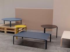 Series of leather coffee tables available round, square or rectangular