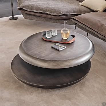 Yo-yo coffee table with swivel top by Cattelan in brushed bronze matt lacquer