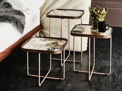 Benny square metal and ceramic coffee table, also usable as a bedside table
