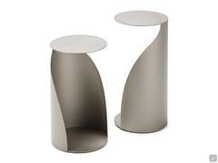 Penguin side tables by Cattelan in the metal embossed Titanium version