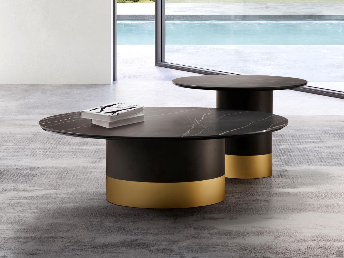 Round coffee table with cylindrical base Hidalgo