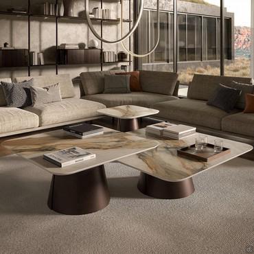 Sofa-front coffee table with stone top Albert Keramik by Cattelan