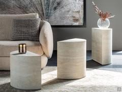 Domingo design coffee table set by Cattelan - stone finish Keramik KM21 Colosseo in heights respectively from left to right cm h.35 / 45 / 55