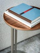 Sting coffee table in the version with canaletto walnut top and titanium embossed metal frame
