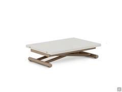 Bento side table with folding top and liftable frame for table use