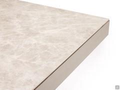 Detail of the 3 mm matt Diamond Cream ceramic top coupled with an mdf undercounter in matching colour