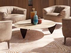 Marble and wood Future coffee table, top in polished real Daino