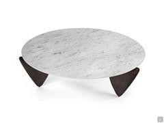 Polished Arabescato Carrara marble top on the Future table