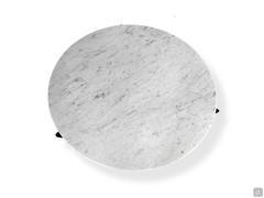 Top view of the round top in polished Carrara Arabescato marble