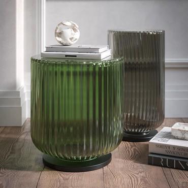 Cannes green ribbed glass coffee table