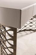 Isidoro real leather neutral top with drawer set on a design structure