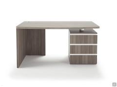 Almond linear desk here pictured in Montana laminate finish with white lacquered details