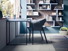 Almond computer desk with Kios metal legs