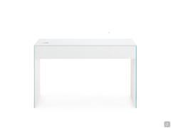 Back view of the white lacquered glass desk