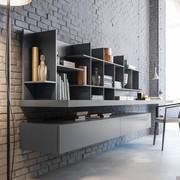Plan wall-mounted desk, ideal to create wall units with other elements from the collection