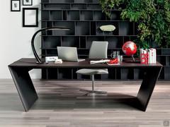 Vega modern desk in burnt oak essence wood