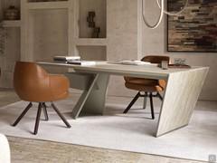 Nasdaq desk by Cattelan in the stone version Keramik KM21 Colosseo, travertine marble effect