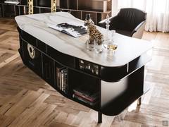 Wall Street design desk by Cattelan with Keramik stone shaped top