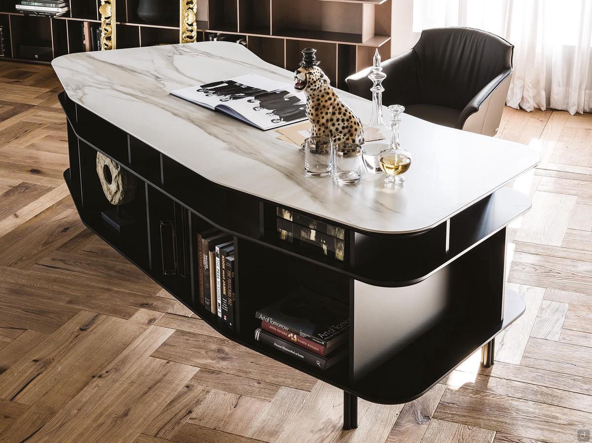 Wall Street design desk by Cattelan with Keramik stone shaped top