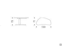 Malibù modern study table's measurements. Curve shape perfect to be used as writing and computer desk.