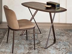 Tahiti wooden centre desk by Cattelan - top in canaletto walnut and structure in titanium or bronze embossed metal