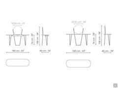Modern wooden console table with mirror Coseno by Bonaldo - models and measurements