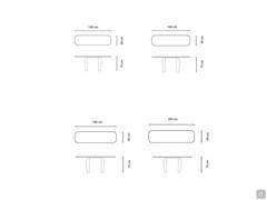 Flame design console table with metal base - dimensional scheme