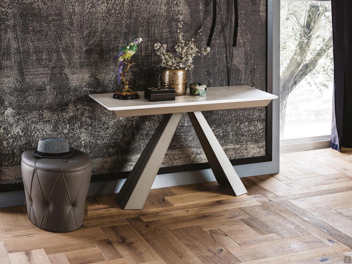 Extendable Convivium console table by Cattelan in laminated LM02 white melamine climb