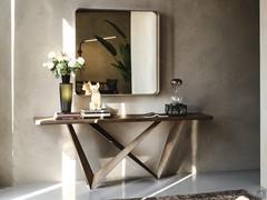 Westin console table by Cattelan with debarked wooden top in Burnt Oak finish