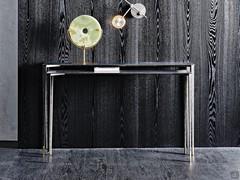 Pair of two-height metal Etoile console tables by Cattelan - brass leg inserts