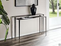 Pair of two-height metal Etoile console tables by Cattelan