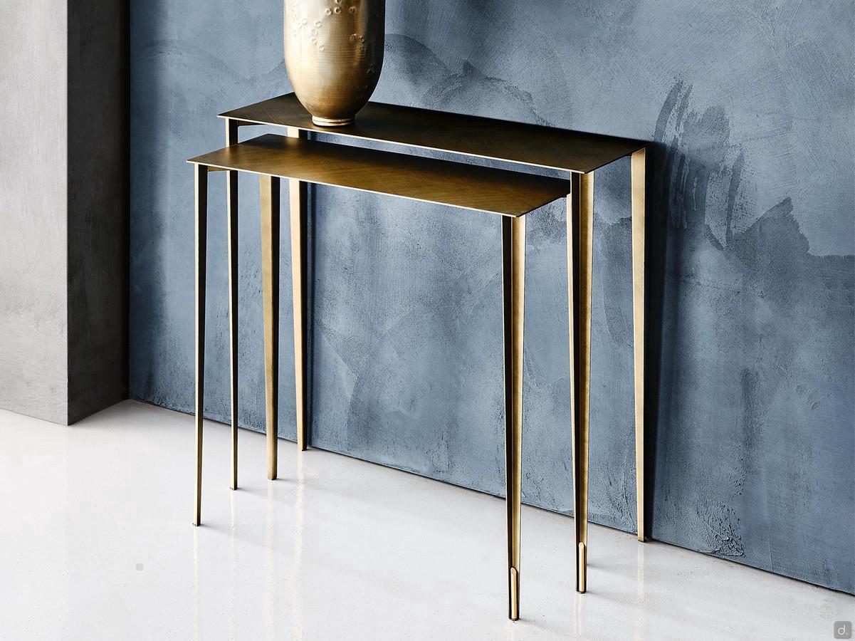 Pair of two-height metal Etoile console tables by Cattelan