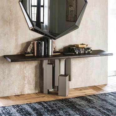 Skyline console table in debarked wood by Cattelan