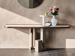 Console with rounded corners Skyline by Cattelan with marble effect Keramik top