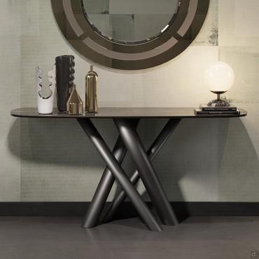 Ivy elegant console table with crossed metal base