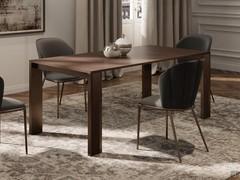 Marshall Console table with thermo-baked walnut melamine top, with matching leg insert. Bronze lacquered metal frame