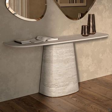 Rado lounge console table with top and base made entirely of Keramik stone