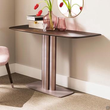 Console table with metal column base Bahia