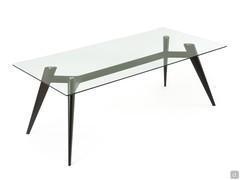 Benjamin table with glass top and solid wood structure