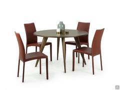 Chester fixed round table in Canaletto walnut painted ashwood