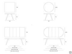 Round or square table Chester - Dimensional diagrams of extendable and fixed versions