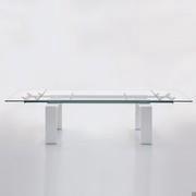 Brooklyn extending glass table with white lacquered legs and anodised aluminium rail (rail finish not available)