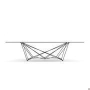 Gordon table by Cattelan; frontal view and steel rod base