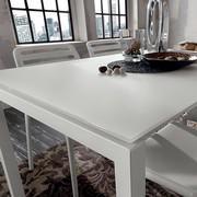 Neville rectangular table with top in matt white lacquered glass