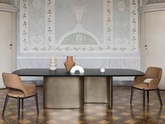 Viper table for 6 people with a brushed lacquered mdf base in the colour Nickel